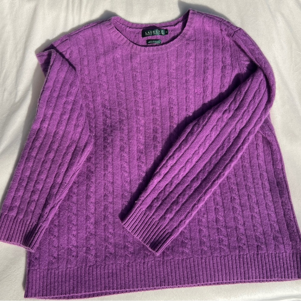 Ralph Lauren Vibrant Purple Cable Knit Sweater